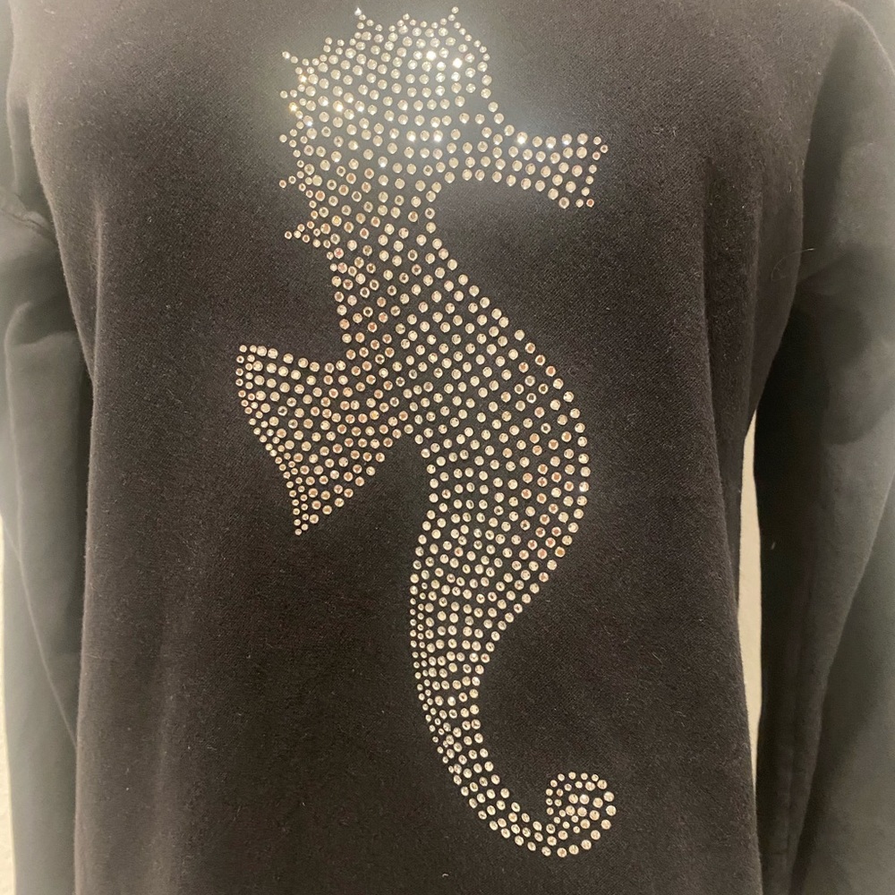 Black Sequin Seahorse Sweater